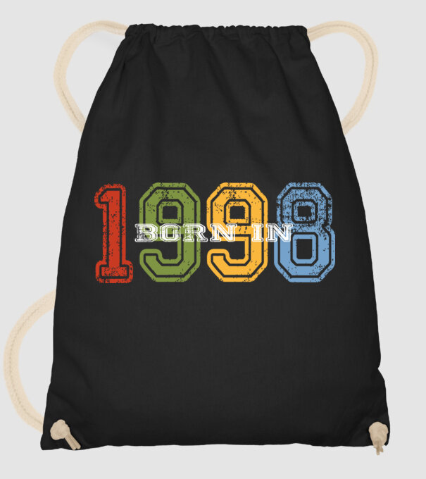 born in 1998 születésnapi felirat minta fekete pólón