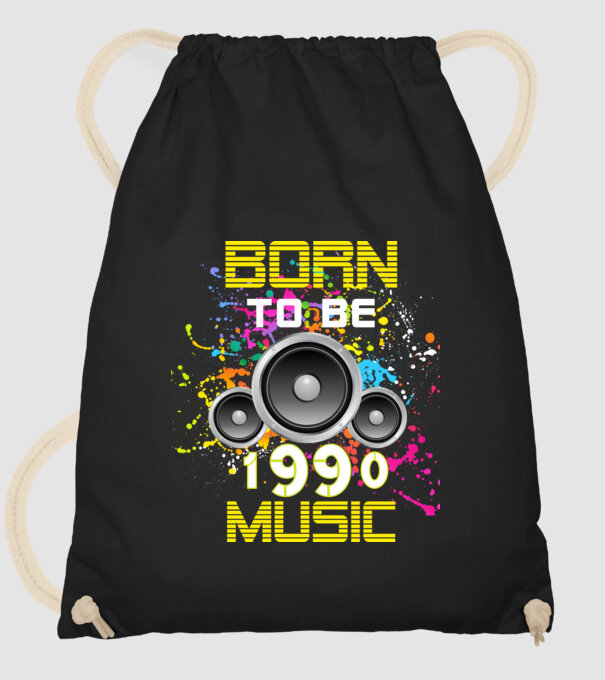 born to be music 1990-ben született, zenés születésnapi póló minta fekete pólón