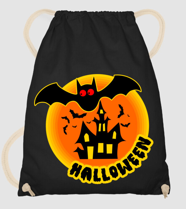 HALLOWEEN DENEVÉR ÉS KÍSÉRTETHÁZ minta fekete pólón