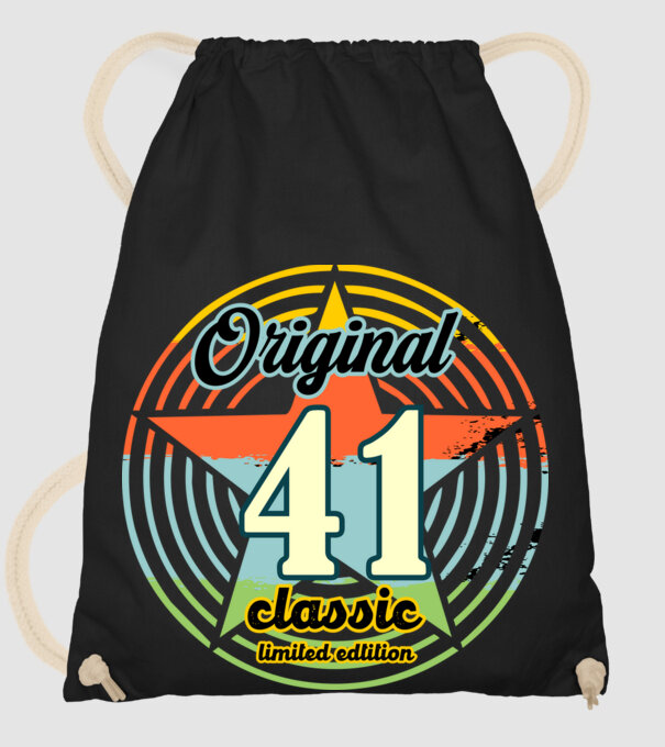 original classic, limited edition, születésnapi embléma, 41 éves minta fekete pólón