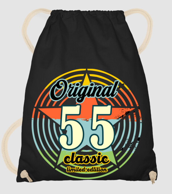 original classic, limited edition, születésnapi embléma, 55 éves minta fekete pólón
