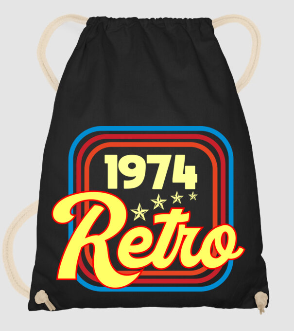 retro születésnapi felirat dátummal 1974 minta fekete pólón