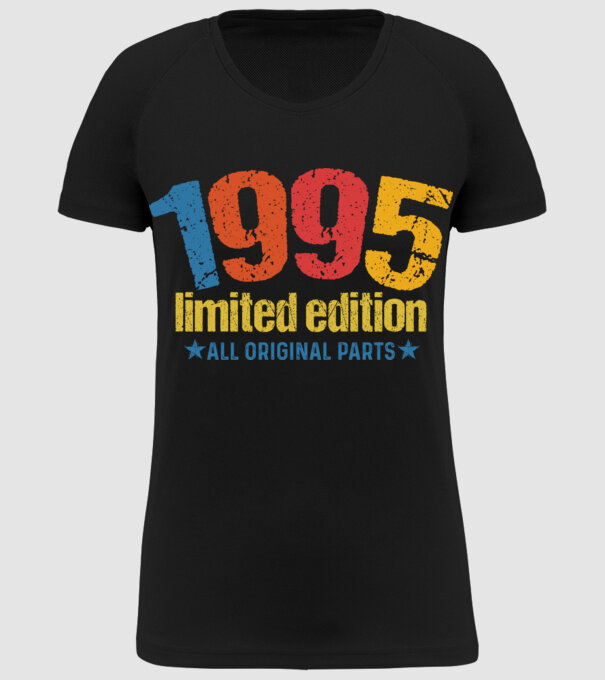 1995 limited edition ,all original parts, születésnapi felirat minta fekete pólón