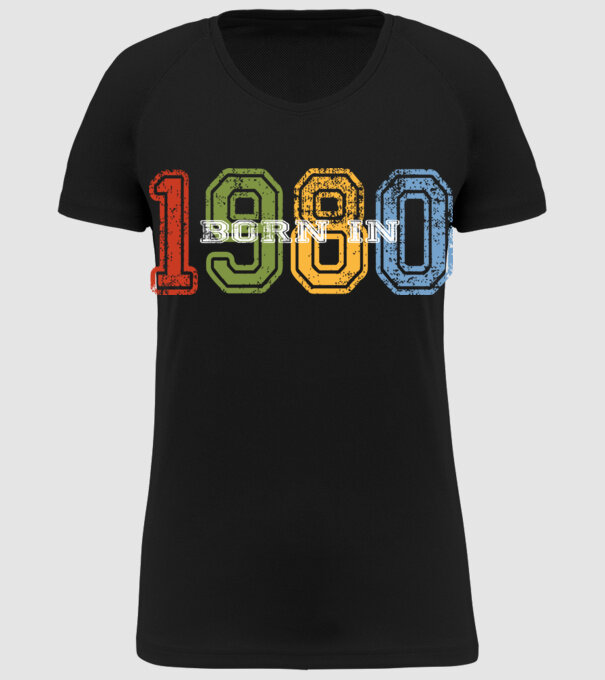 born in 1980 születésnapi felirat minta fekete pólón