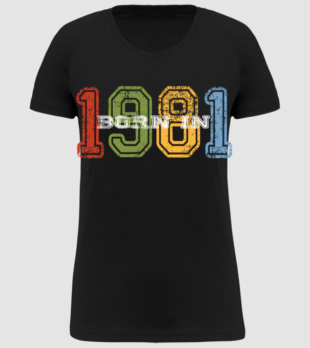 born in 1981 születésnapi felirat minta fekete pólón