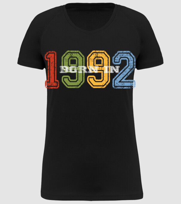 born in 1992 születésnapi felirat minta fekete pólón