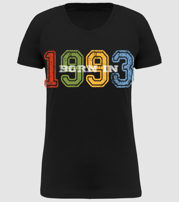 born in 1993 születésnapi felirat minta fekete pólón
