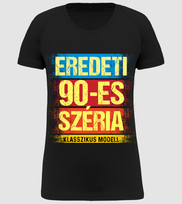 EREDEDI 90-ES SZÉRIA KLASSZKUS MODELL, RETRO SZÜLETÉSNAP minta fekete pólón