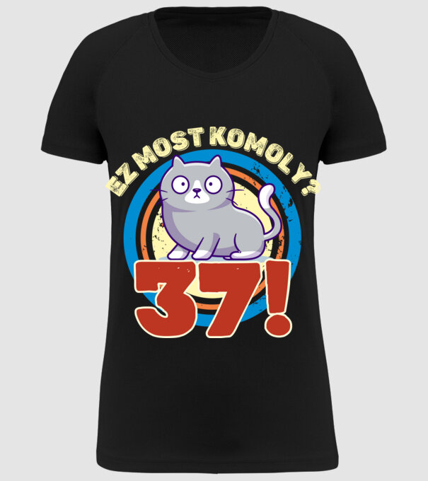 ez most komoly 37éves, csodálkozó macska minta fekete pólón