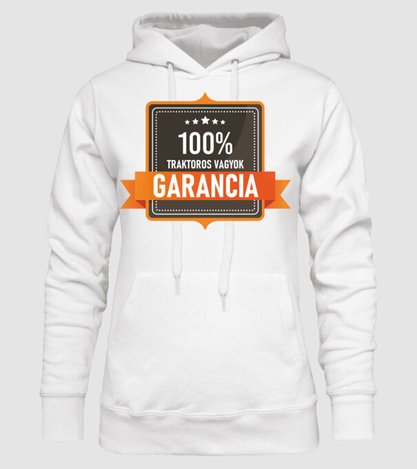GARANCIA 100% TRAKTOROS VAGYOK minta fehér pólón