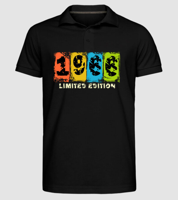 grunge évszám, limited edition felirattal, születésnapi dátum, 1966 minta fekete pólón