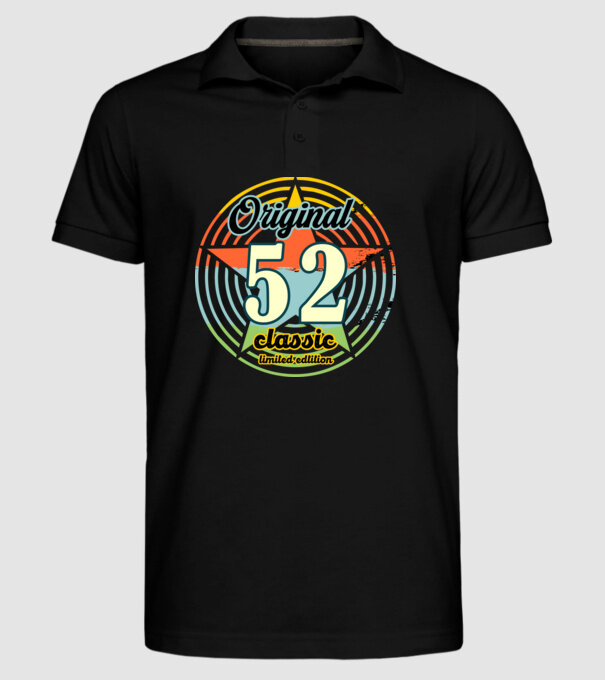 original classic, limited edition, születésnapi embléma, 52 éves minta fekete pólón