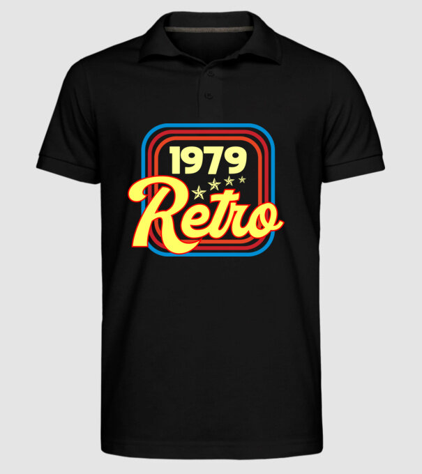 retro születésnapi felirat dátummal 1979 minta fekete pólón