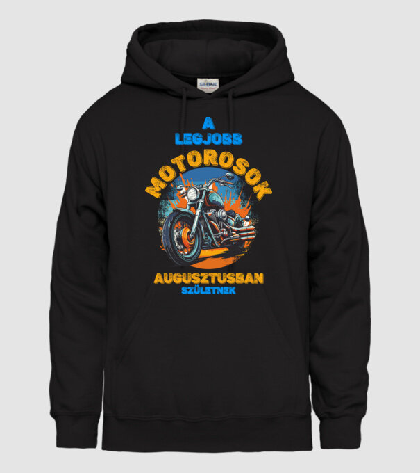 A legjobb motorosok AUGUSZTUSBAN születnek minta fekete pólón