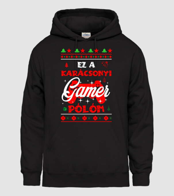 EZ A KARÁCSONYI GAMER PÓLÓM minta fekete pólón