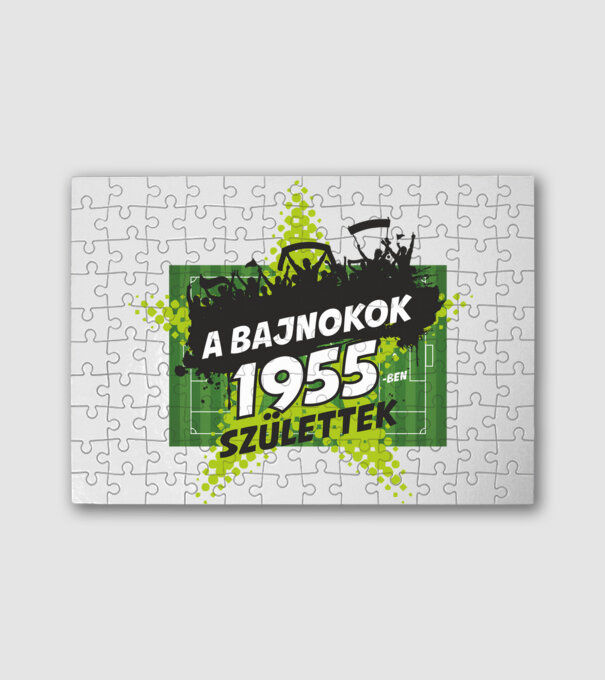 A BAJNOKOK 1955-BEN SZÜLETTEK SZÜLINAPI FOCIS PÓLÓ MINTA minta fehér pólón