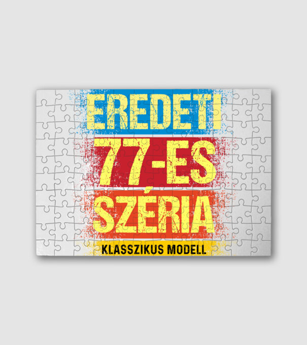 EREDEDI 77-ES SZÉRIA KLASSZKUS MODELL, RETRO SZÜLETÉSNAP minta fehér pólón