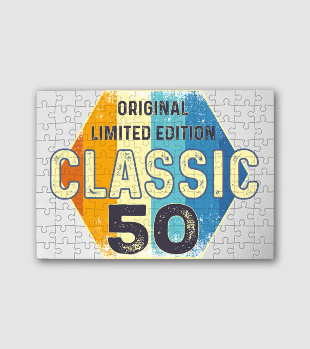 original classic limited edition embléma 50 éves születésnapra minta fehér pólón