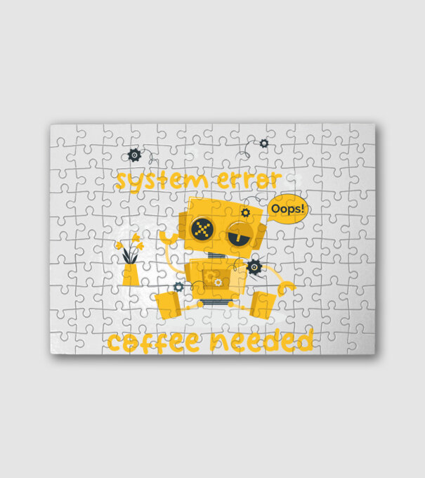 system error coffee needed robot minta fehér pólón