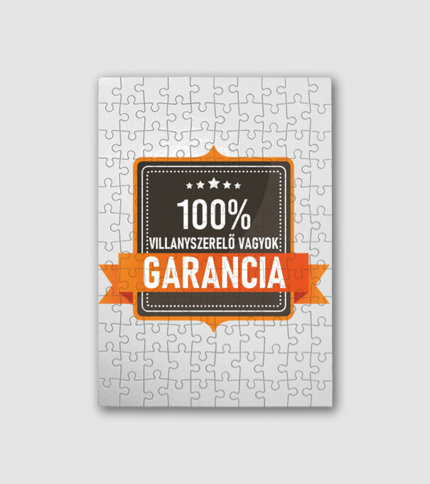 GARANCIA 100% VILLANYSZERELŐ VAGYOK minta fehér pólón