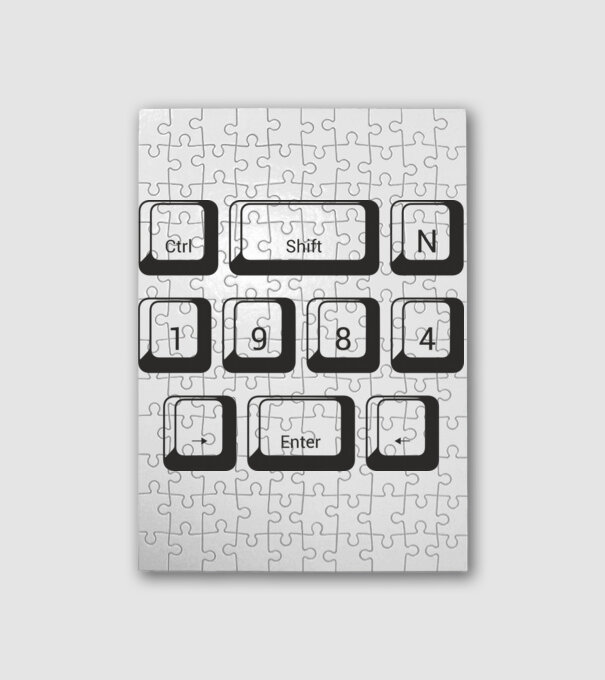 születésnapi dátum, évszám, számítógép billenytűzet, laptop, enter,1984 minta fehér pólón