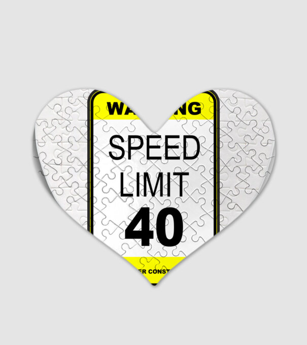 warning speed limit 40 , under construction minta fehér pólón