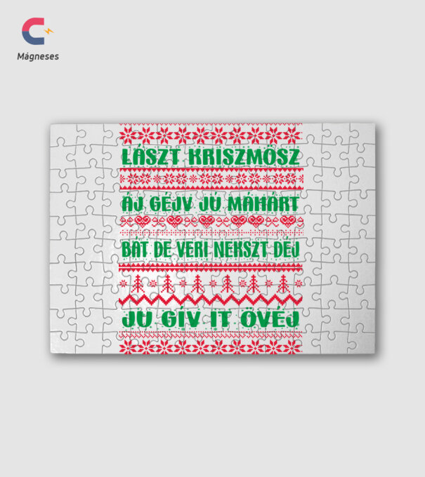 lászt kriszmösz áj géjv jú máhárt minta fehér pólón