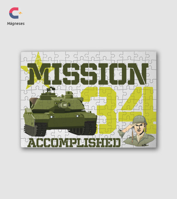 mission accomplished 34 éves születésnap minta fehér pólón