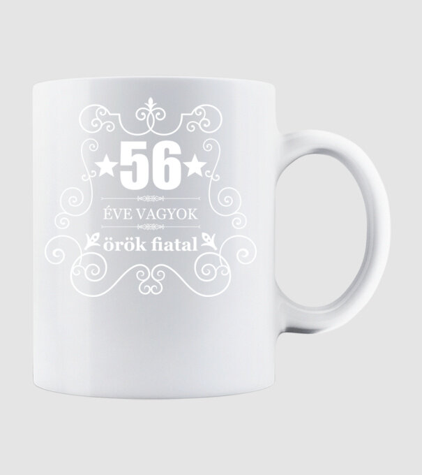 56 ÉVE ÖRÖK FIATAL WHITE minta fehér pólón
