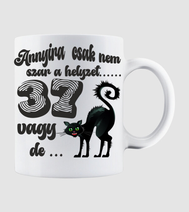 annyira csak nem szar a helyzet, szülinapi minta fekete macskával, 37 éves szülinap minta fehér pólón