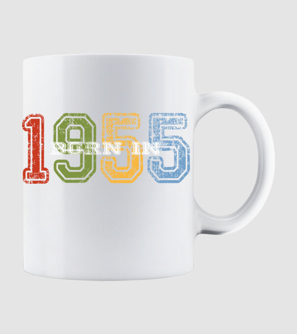 born in 1955 születésnapi felirat minta fehér pólón