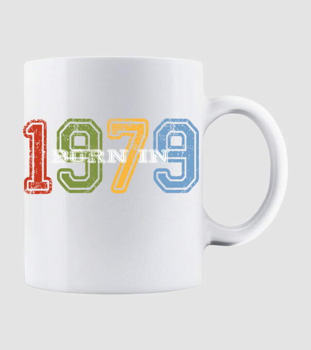 born in 1979 születésnapi felirat minta fehér pólón