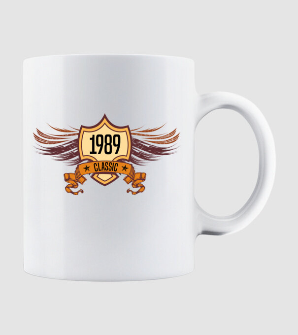 classic szülinapi embléma 1989 minta fehér pólón