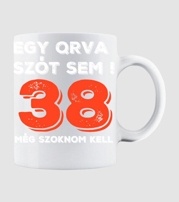 EGY QRVA SZÓT SEM, MÉG SZOKNOM KELL, 38 ÉVES SZÜLETÉSNAPRA minta fehér pólón