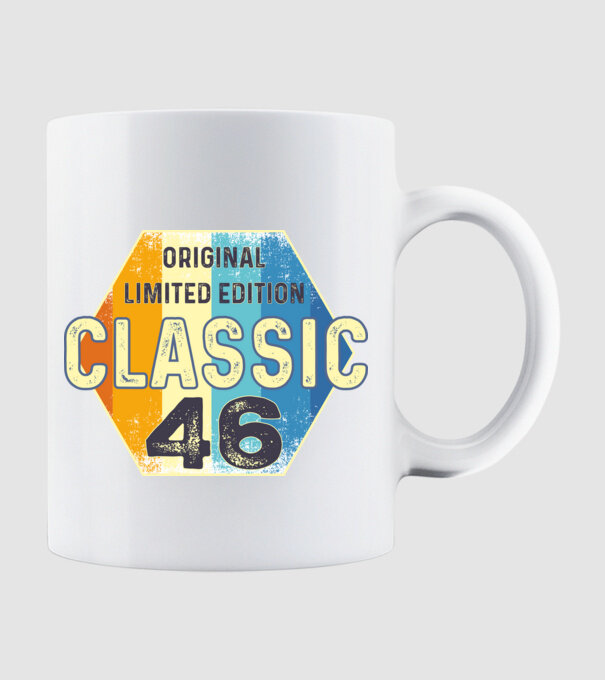 original classic limited edition embléma 46 éves születésnapra minta fehér pólón