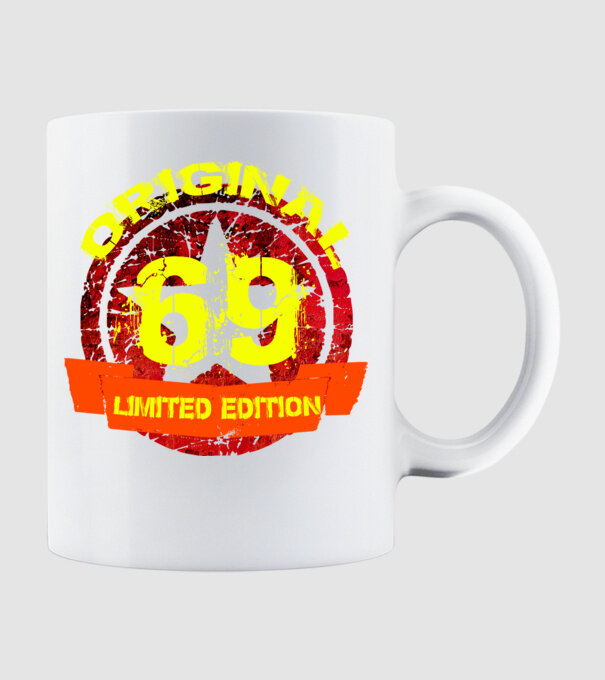 original limited edition 69 éves, születésnap minta fehér pólón