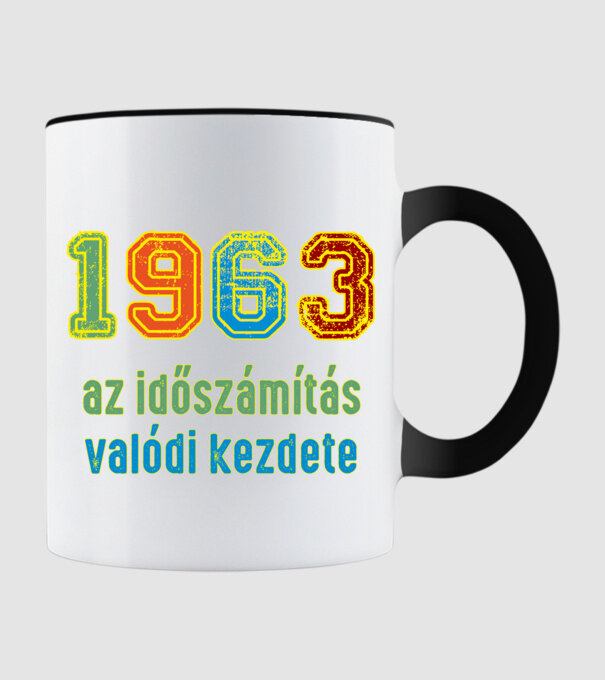 az időszámítás valódi kezdete 1963 minta fekete pólón