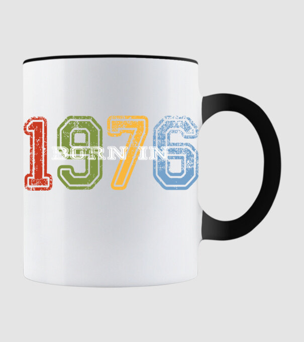 born in 1976 születésnapi felirat minta fekete pólón