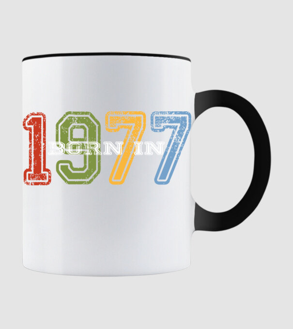 born in 1977 születésnapi felirat minta fekete pólón