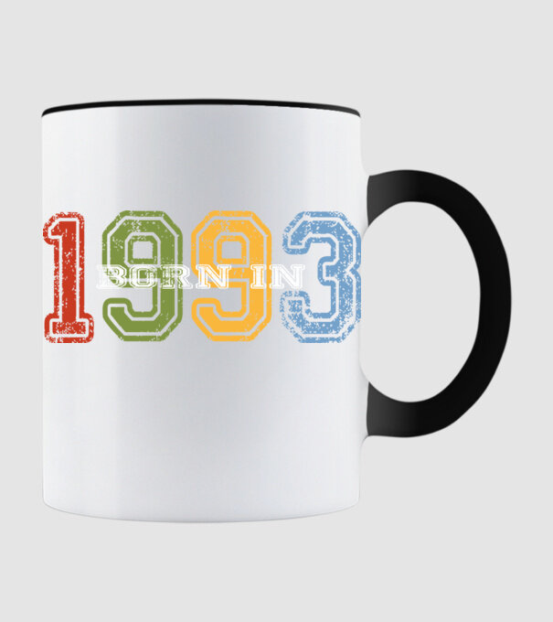 born in 1993 születésnapi felirat minta fekete pólón