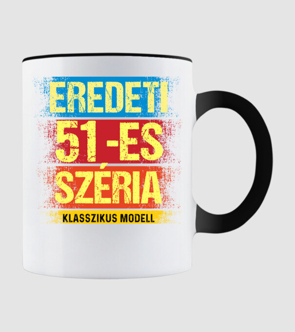 EREDEDI 51-ES SZÉRIA KLASSZKUS MODELL, RETRO SZÜLETÉSNAP minta fekete pólón