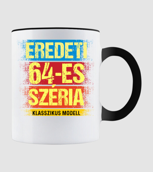 EREDEDI 64-ES SZÉRIA KLASSZKUS MODELL, RETRO SZÜLETÉSNAP minta fekete pólón