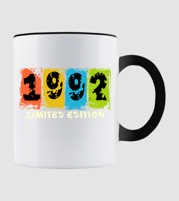 grunge évszám, limited edition felirattal, születésnapi dátum, 1992 minta fekete pólón