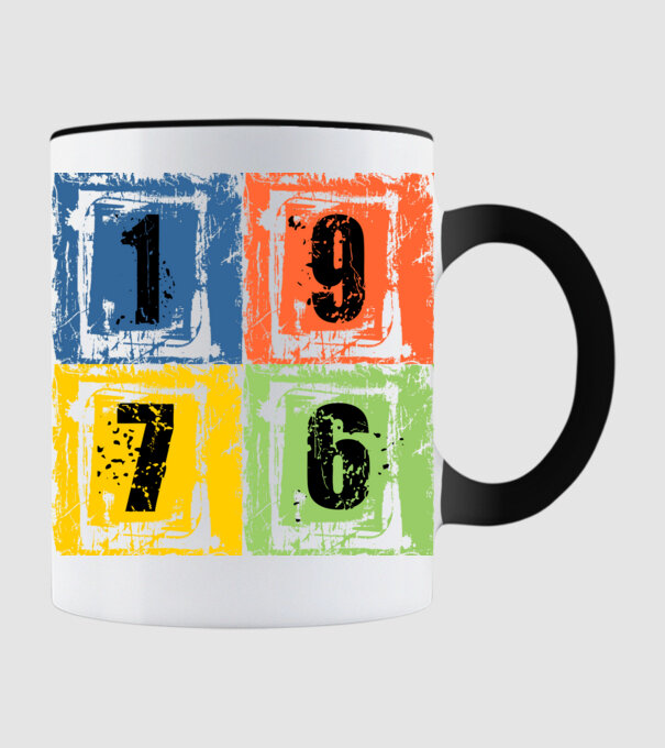 grunge number, szám 1976 minta fekete pólón
