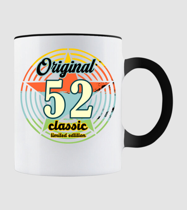 original classic, limited edition, születésnapi embléma, 52 éves minta fekete pólón