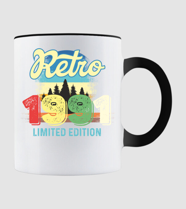 retro évszám, limited edition, 1991-ben születetteknek minta fekete pólón
