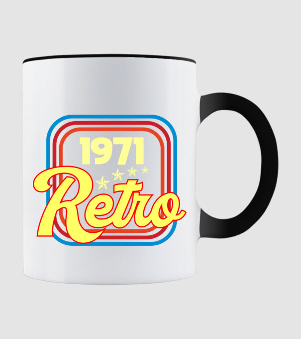 retro születésnapi felirat dátummal 1971 minta fekete pólón