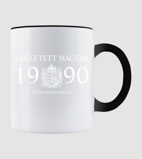 SZÜLETETT MAGYAR, ISTEN HAZA CSALÁD, SZÜLETETT 1990-BEN, MAGYAR CÍMER minta fekete pólón