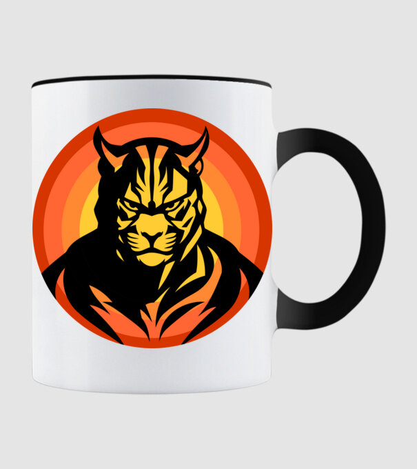 tigrisfej vadállat, tiger, tigris arc minta fekete pólón