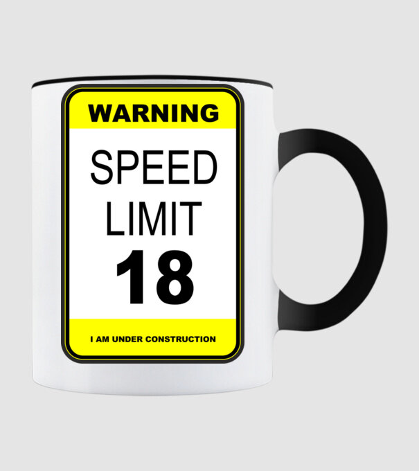 warning speed limit 18, under construction minta fekete pólón